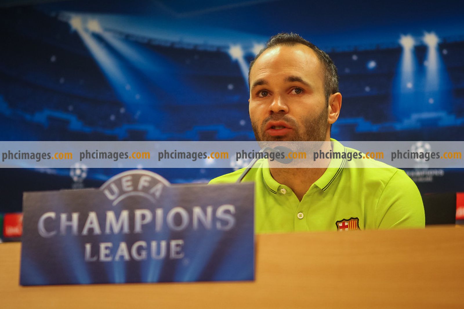 Iniesta talks to the press
