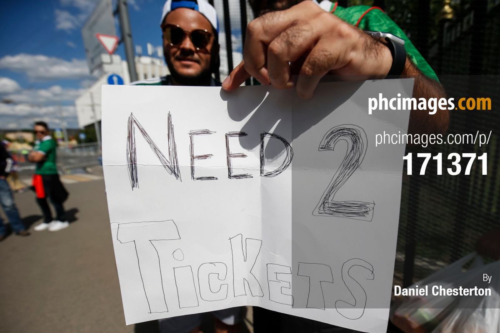 Mexico fans ask for tickets outside the Luzhniki Stadium. Not much point asking us!