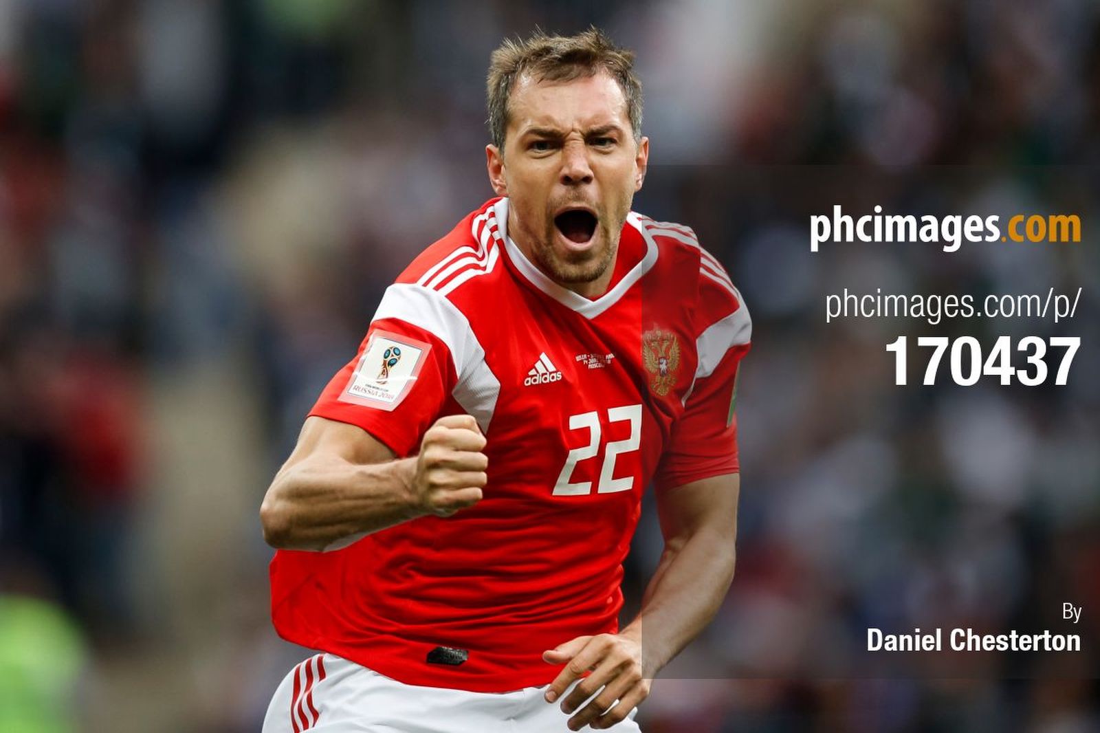 Artem Dzyuba celebrates after scoring the third goal