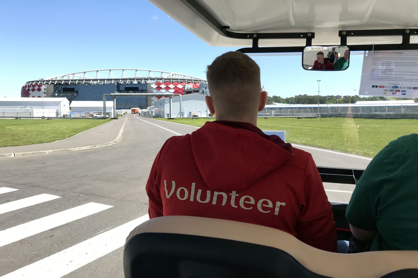 A very helpful volunteer ferries us from the press entrance to the media centre, a good 10-minute walk
