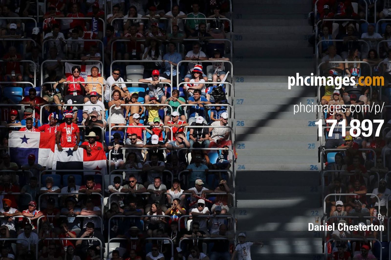 Panama fans watch on in the sun against England