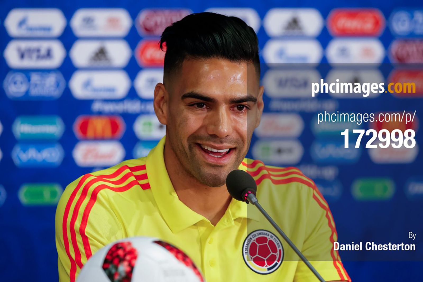 Radamel Falcao speaks during a press conference