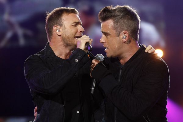 Gary Barlow and Robbie Williams at Twickenham Stadium