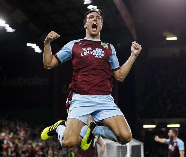 Jack Cork celebrates his winning goal against Aberdeen