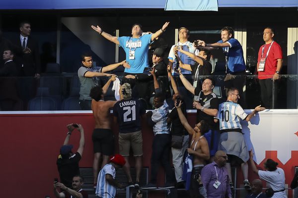 Diego Maradona before Argentina's match against Nigeria