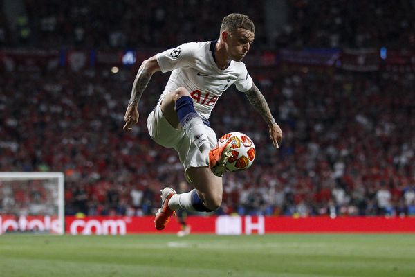 Kieran Trippier controls the ball during the Champions League Final against Liverpool